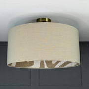 Parchment Linen Pendant Shade Lined with Boucle Sigrid Birch