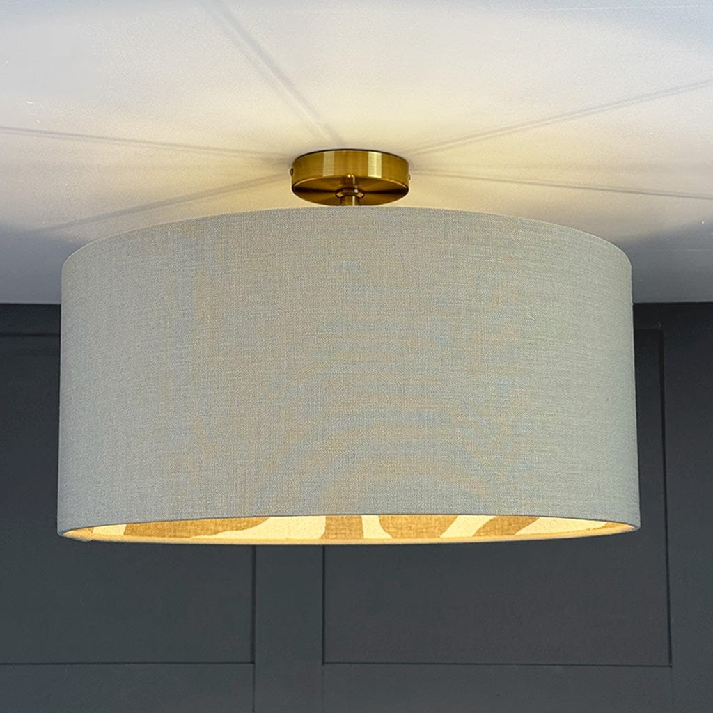 Parchment Linen Pendant Shade Lined with Boucle Sigrid Birch