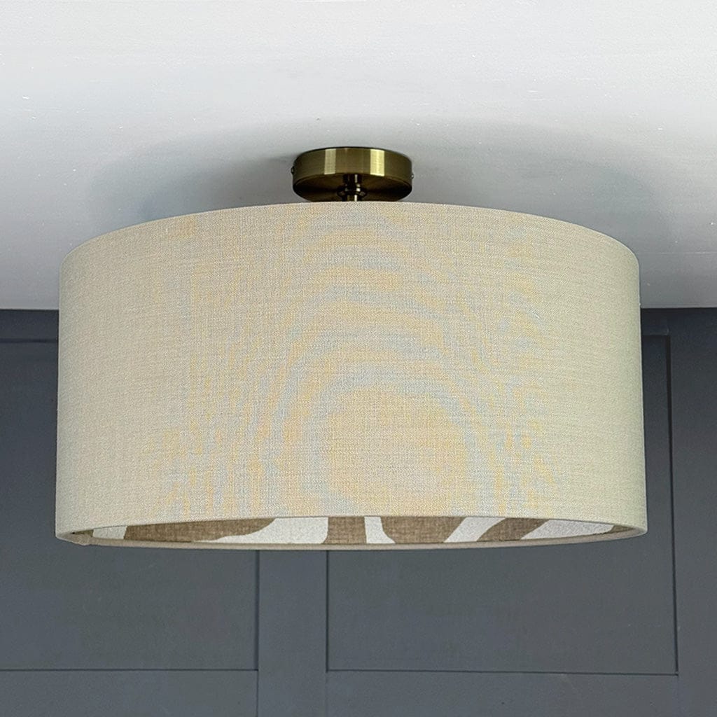 Parchment Linen Pendant Shade Lined with Boucle Sigrid Birch