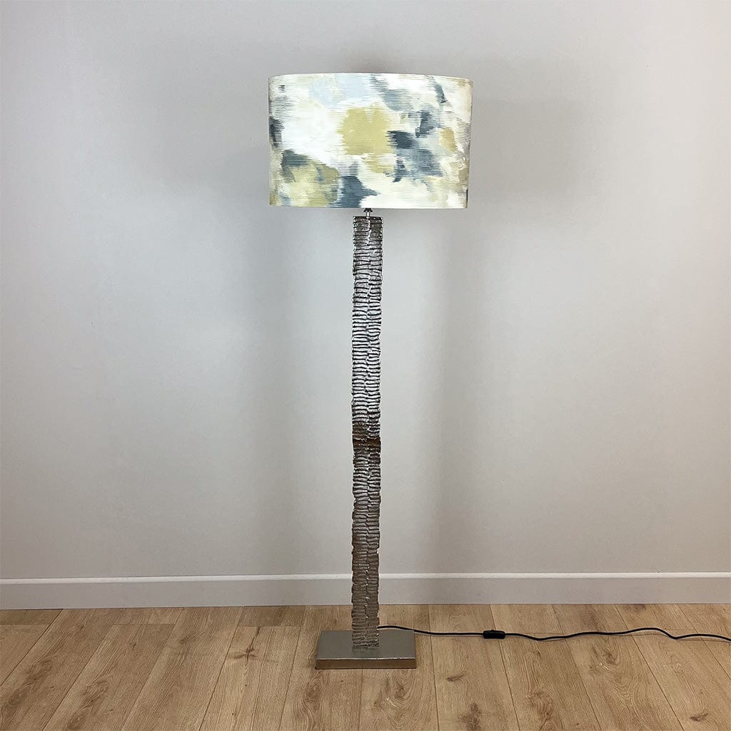 Paperbark Large Floor Lamp Luxuriant Silver with Choice of Harlequin Shade