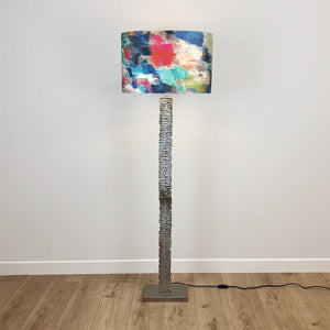 Paperbark Large Floor Lamp Luxuriant Silver with choice of Harlequin Lamp Shade