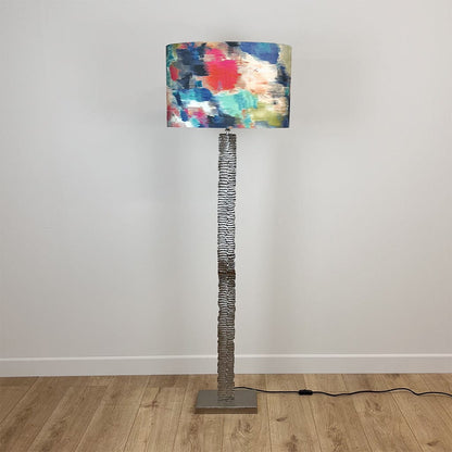 Paperbark Large Floor Lamp Luxuriant Silver with Choice of Harlequin Shade