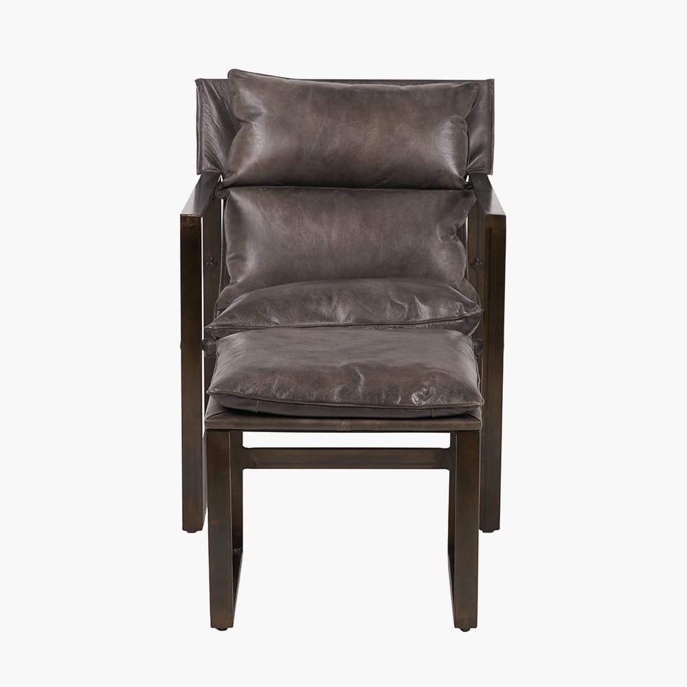 Peppercorn Leather Chair & Footstool