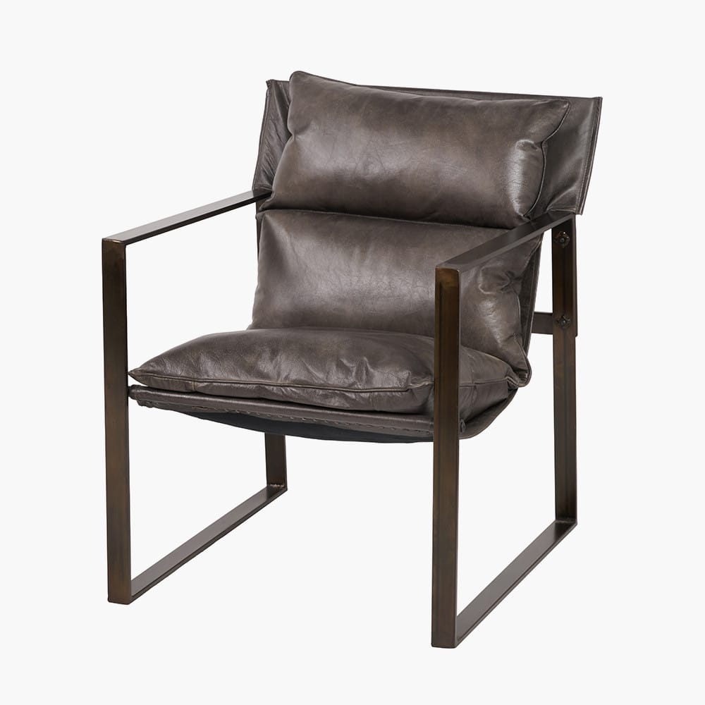 Peppercorn Leather Chair & Footstool