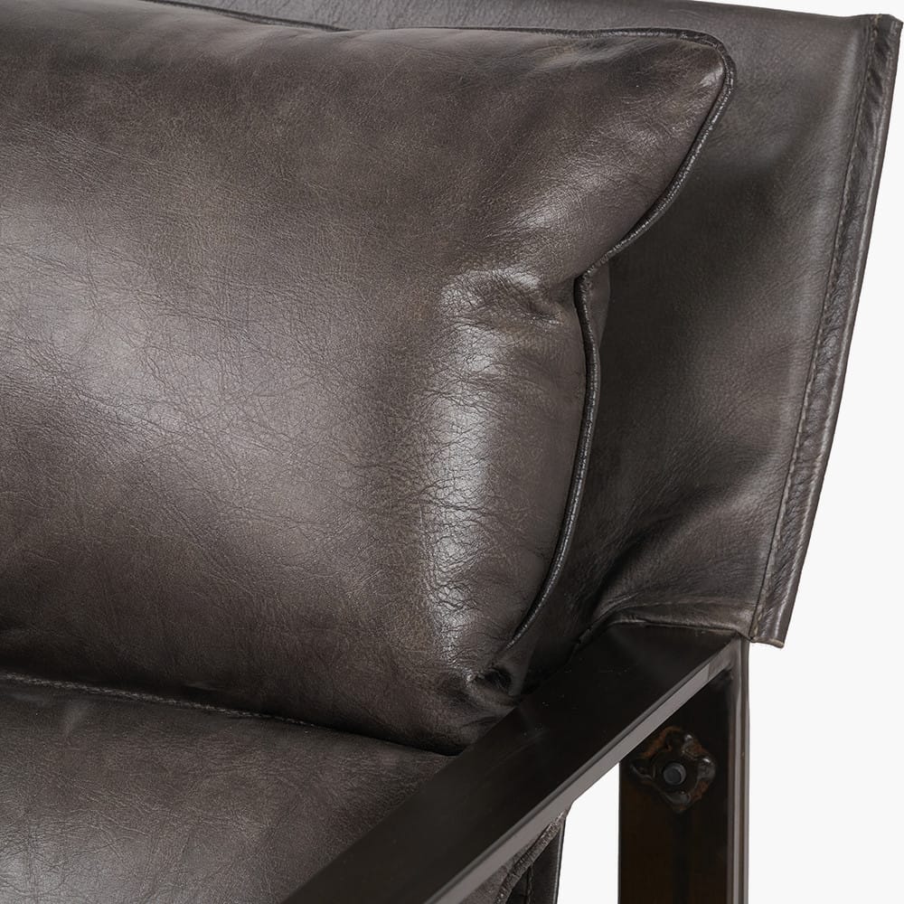 Peppercorn Leather Chair & Footstool