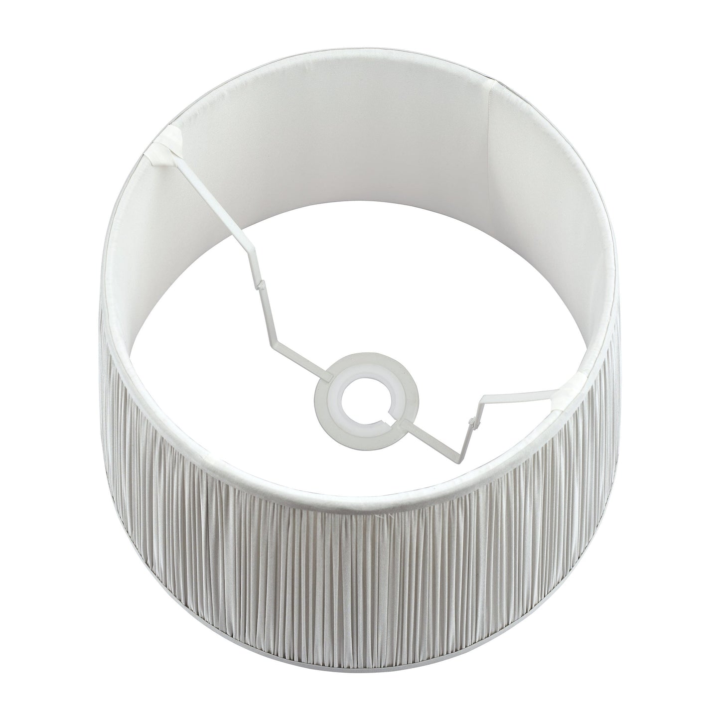 Silver lampshade with a textured base on a white background