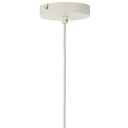 Ceiling light fixture with white shade and cable on a white background