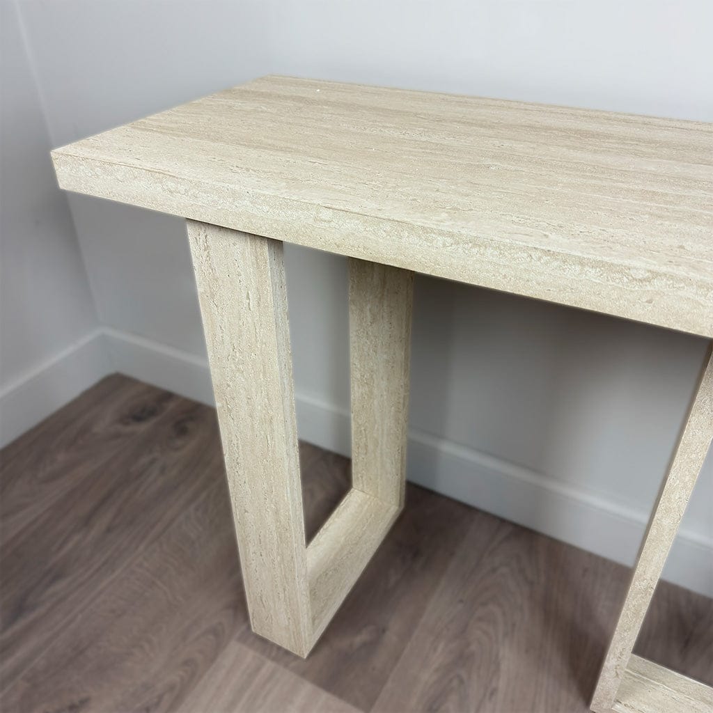 Prue Travertine Effect Console Table