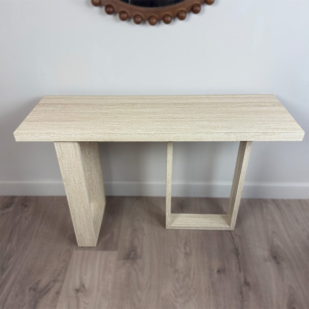 Prue Travertine Effect Console Table
