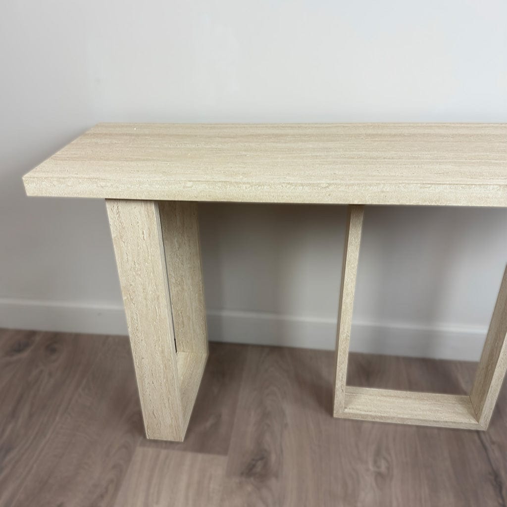 Prue Travertine Effect Console Table