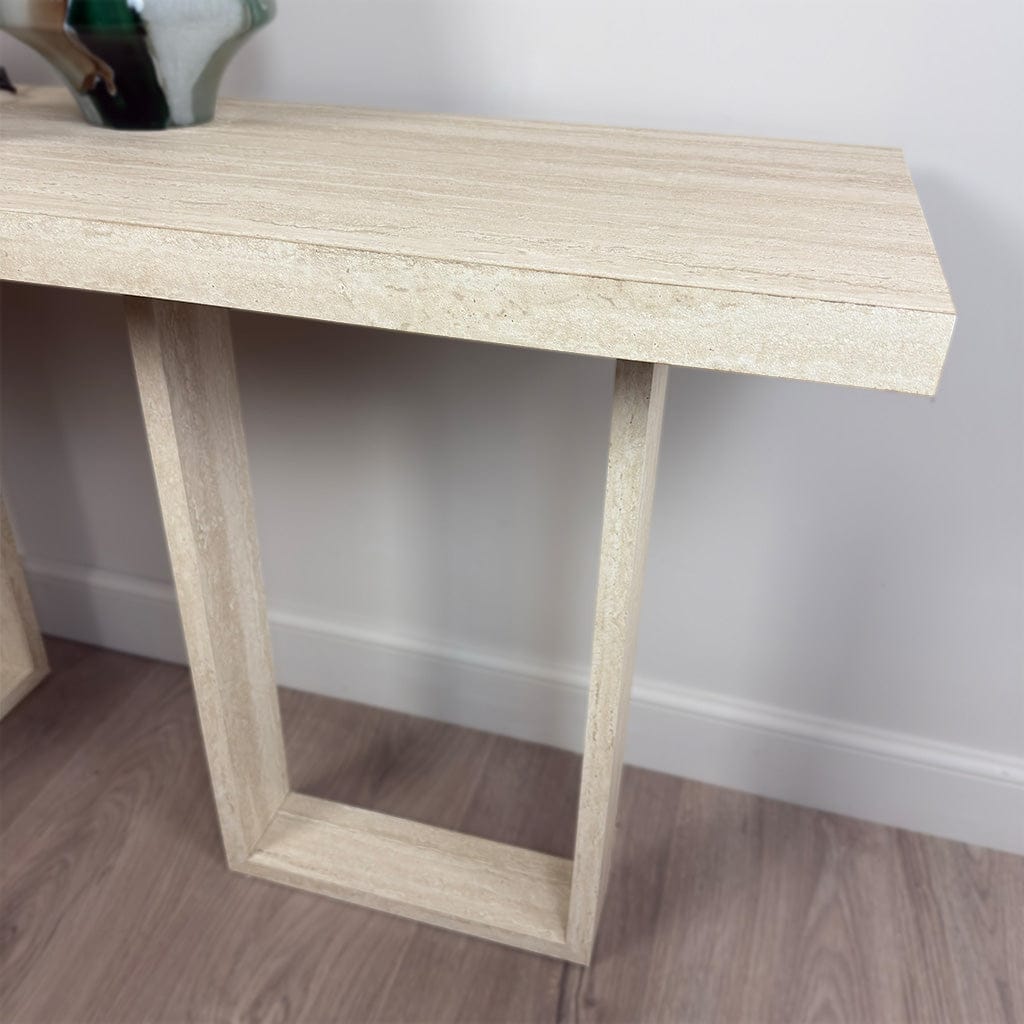 Prue Travertine Effect Console Table
