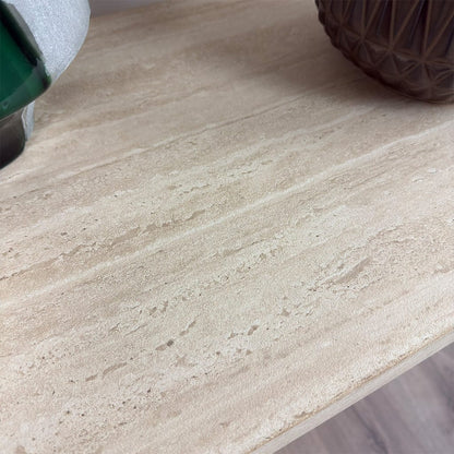 Prue Travertine Effect Console Table