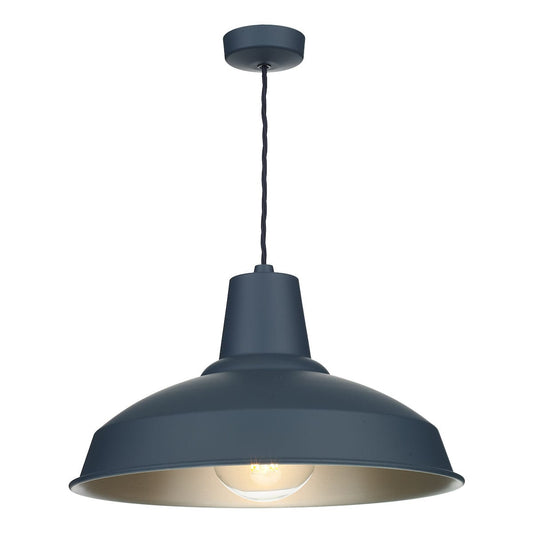 David Hunt Reclamation Smoke Blue & Brushed Chrome Pendant