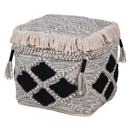 Black & White Fringe Pouffe