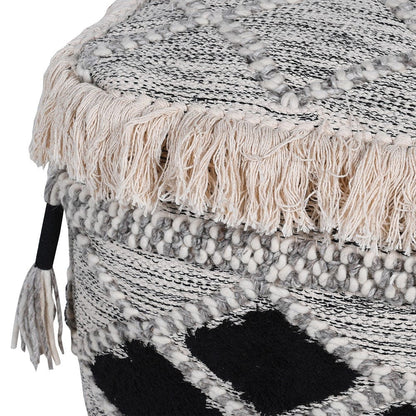 Black & White Fringe Pouffe