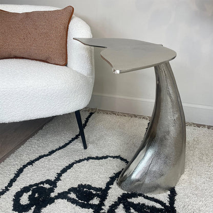 Raw Nickel Mermaid Tail Side Table