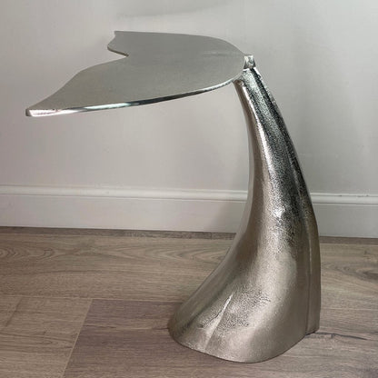 Raw Nickel Mermaid Tail Side Table