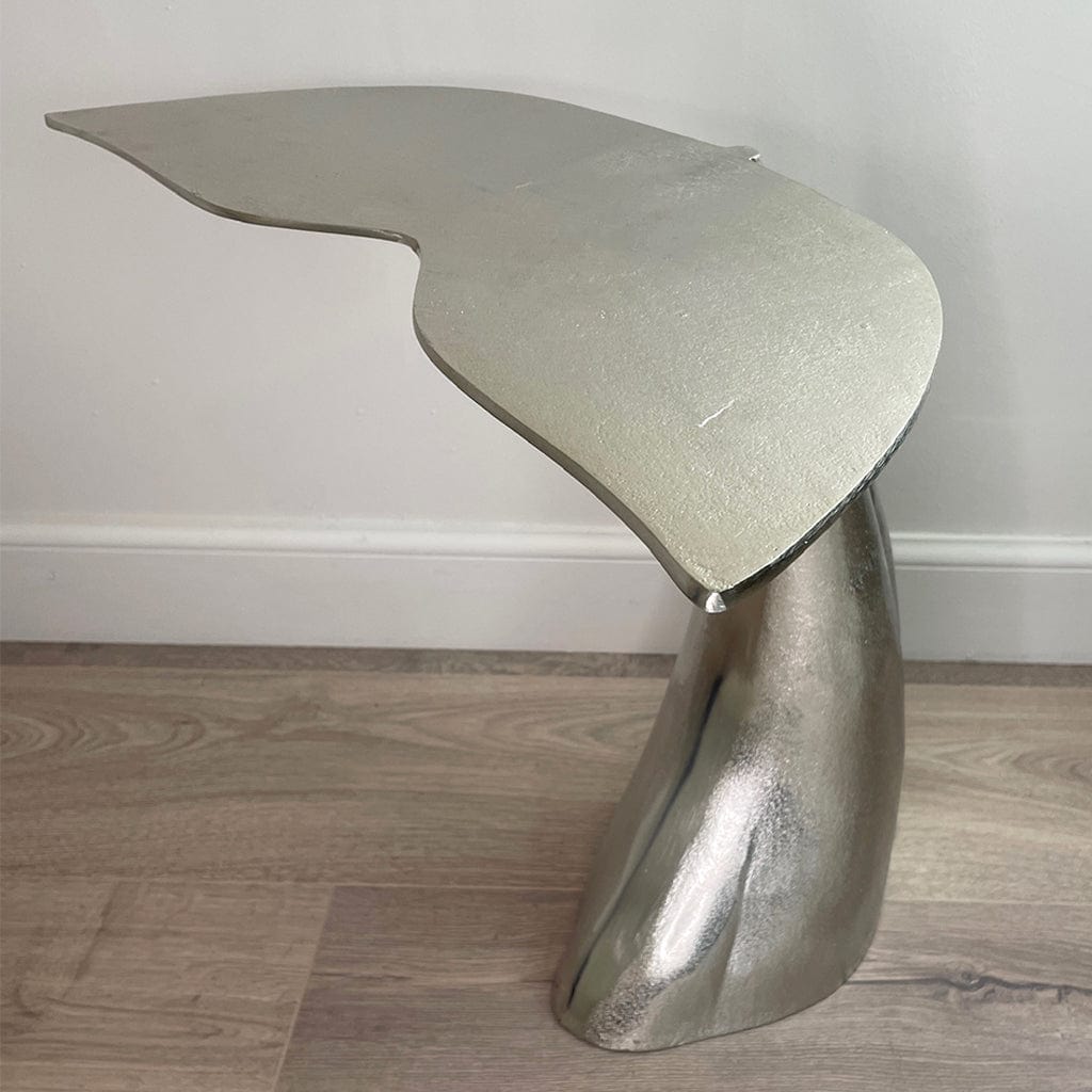 Raw Nickel Mermaid Tail Side Table