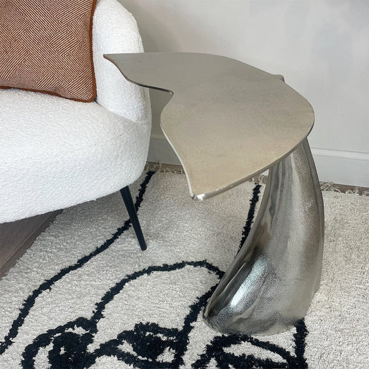 Raw Nickel Mermaid Tail Side Table