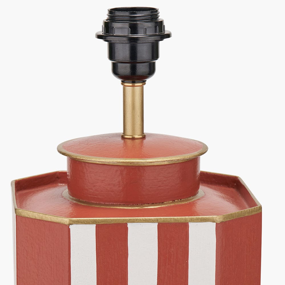 Raya Cinnamon & White Hand Painted Metal Table Lamp Base