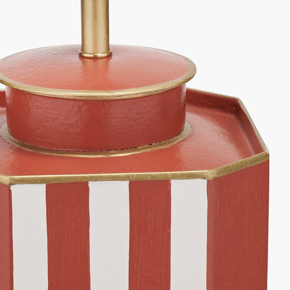 Raya Cinnamon & White Hand Painted Metal Table Lamp Base