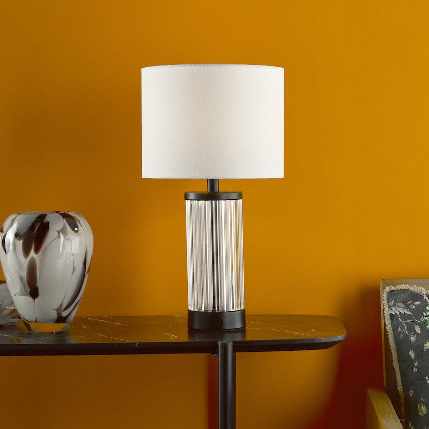 Rechargeable Black Table Lamp with Shade