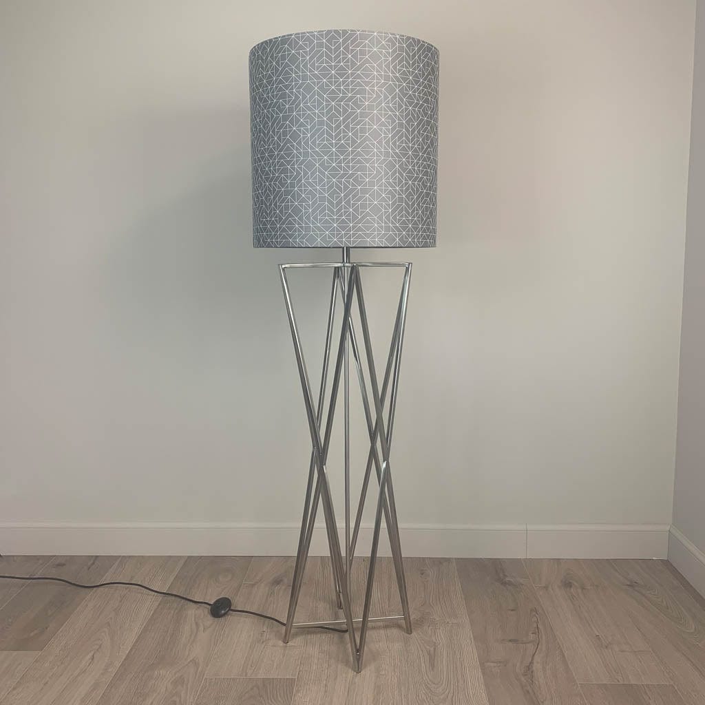 Renzo Brushed Steel Floor Lamp with Choice of Rocke Bespoke Shade