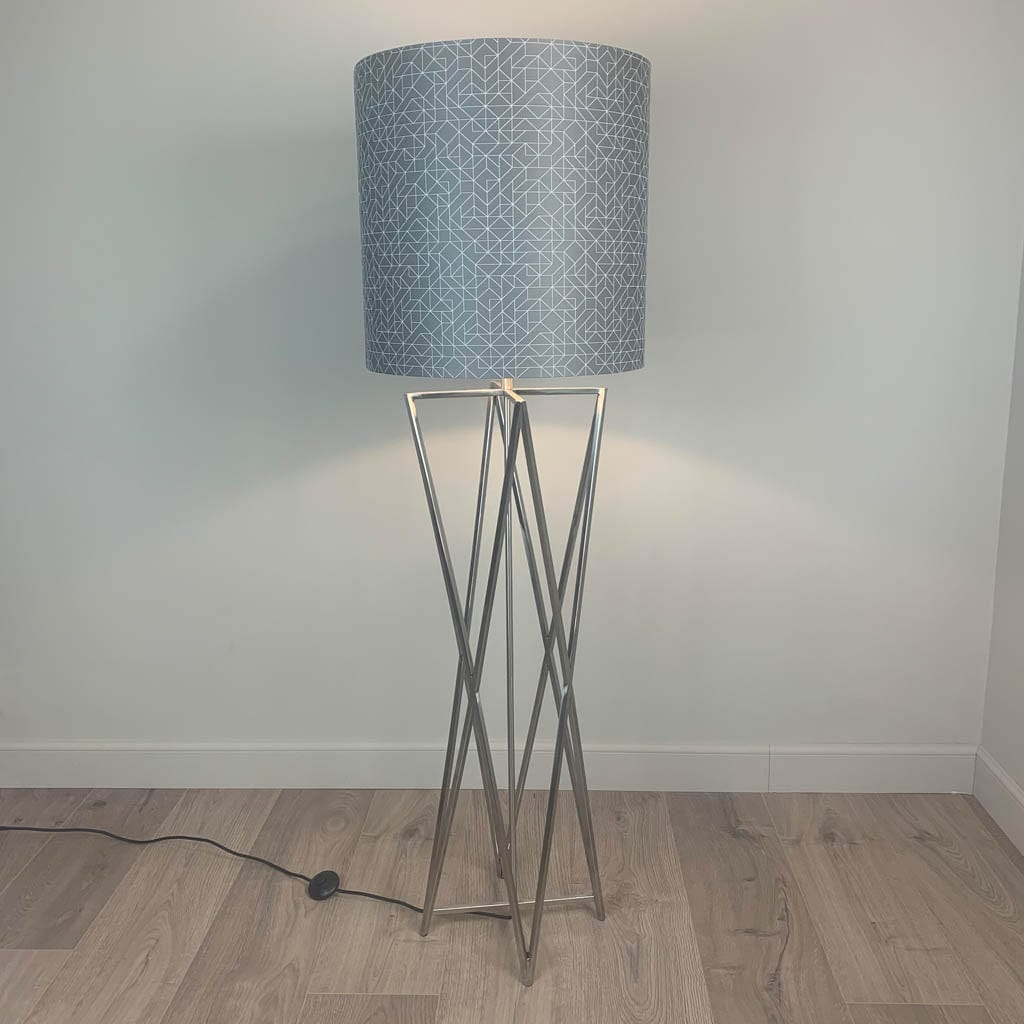 Renzo Brushed Steel Floor Lamp with Choice of Rocke Bespoke Shade