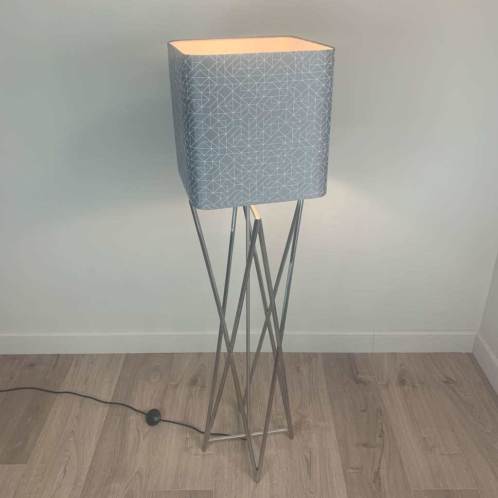 Renzo Brushed Steel Floor Lamp with Choice of Rocke Bespoke Shade