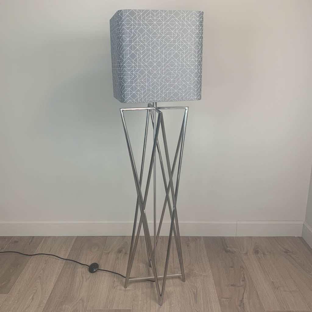 Renzo Brushed Steel Floor Lamp with Choice of Rocke Bespoke Shade