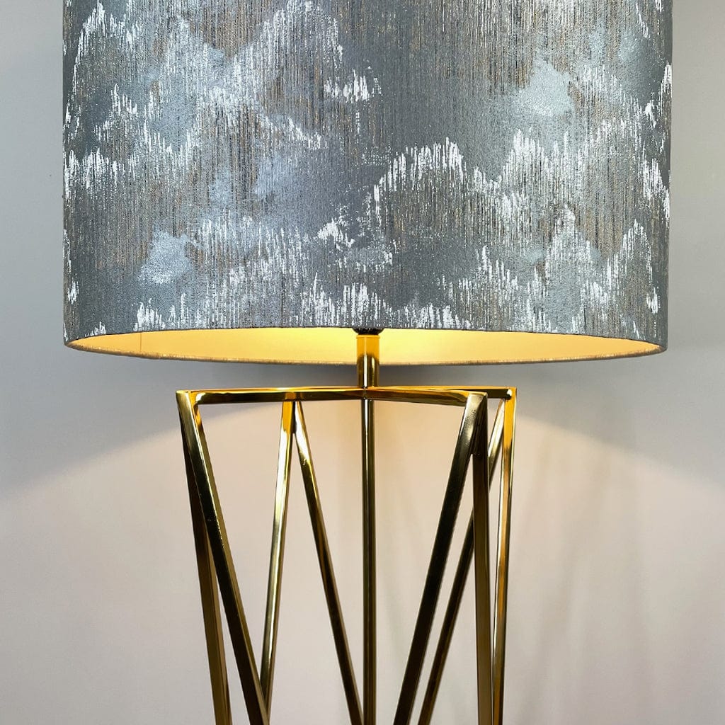 Renzo Gold Floor Lamp with Deep Shade in Tai Shale