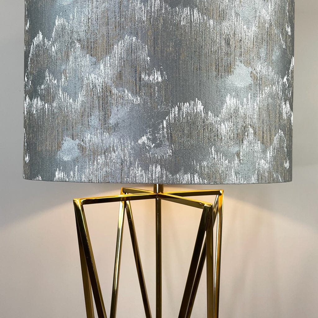 Renzo Gold Floor Lamp with Deep Shade in Tai Shale