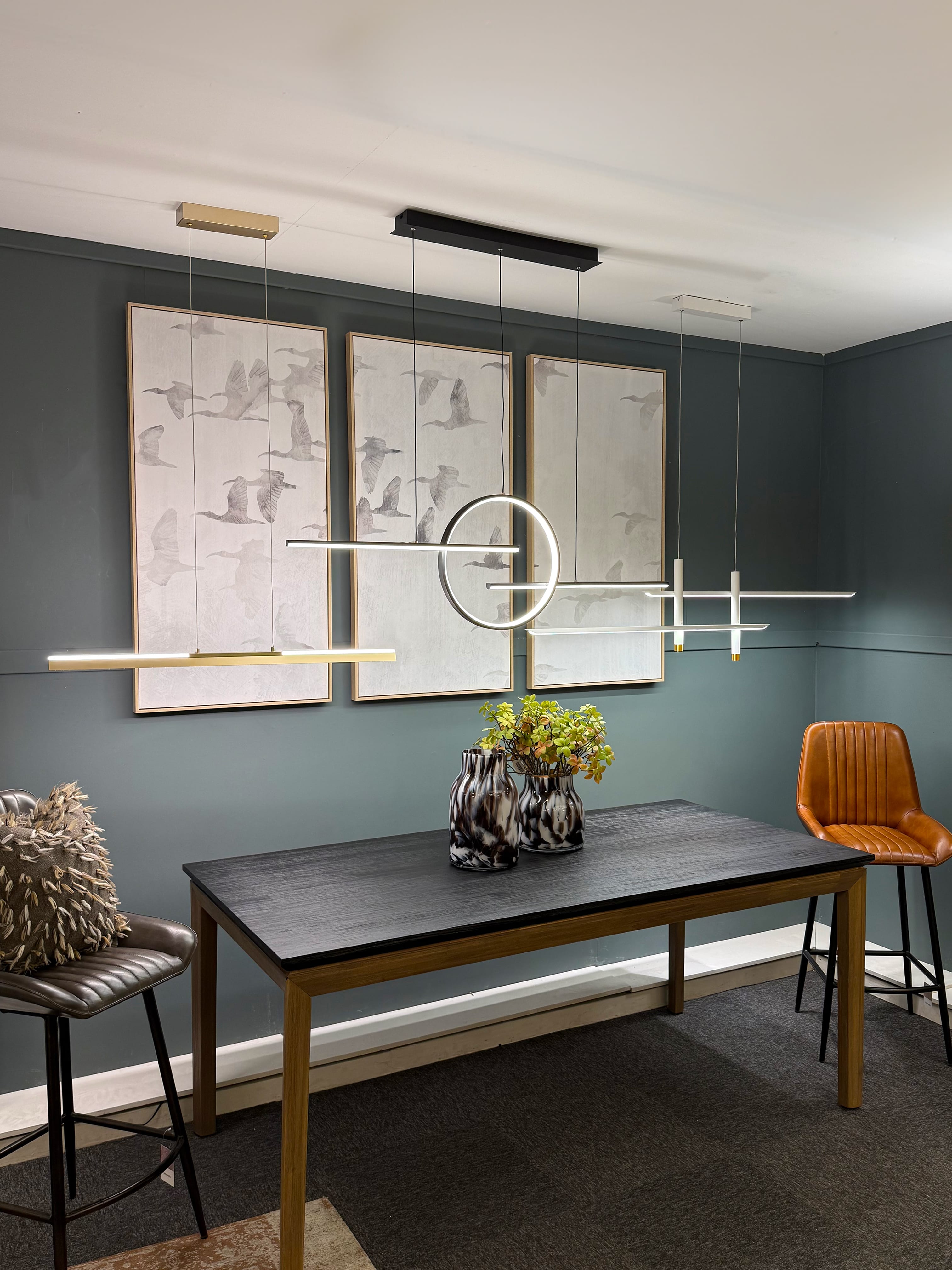 Central Loop Linear LED Pendant Matt Black