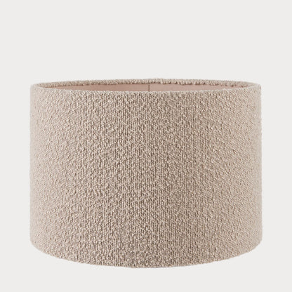 A taupe textured boucle drum lampshade