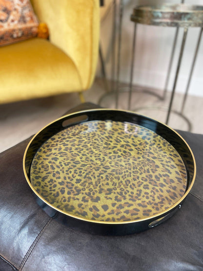 Round Leopard Tray