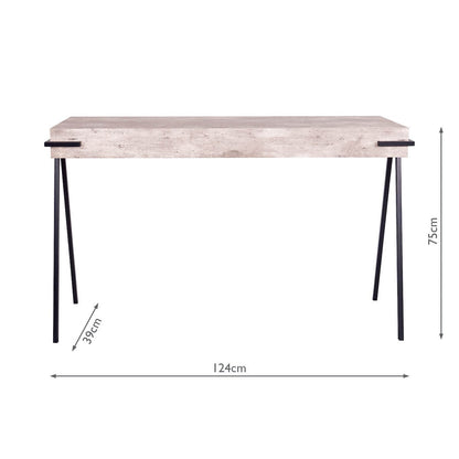 Table with dimensions on a white background