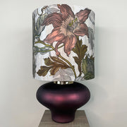 Rugari Enamel Sangria Table Lamp with Timorous Beasties Epic Botanic Beige Peach Lampshade