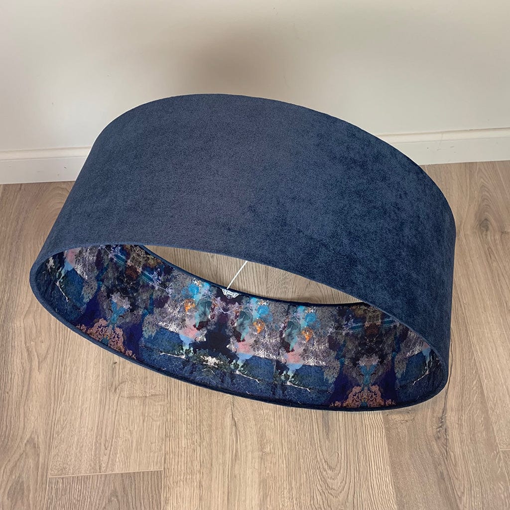 Mairi Helena Island Botanist Wallpaper Lined Pendant Shade with Imperial Navy Velvet