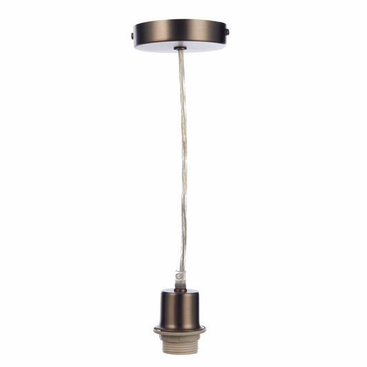 1 Light Antique Chrome E27 Suspension With Clear Cable