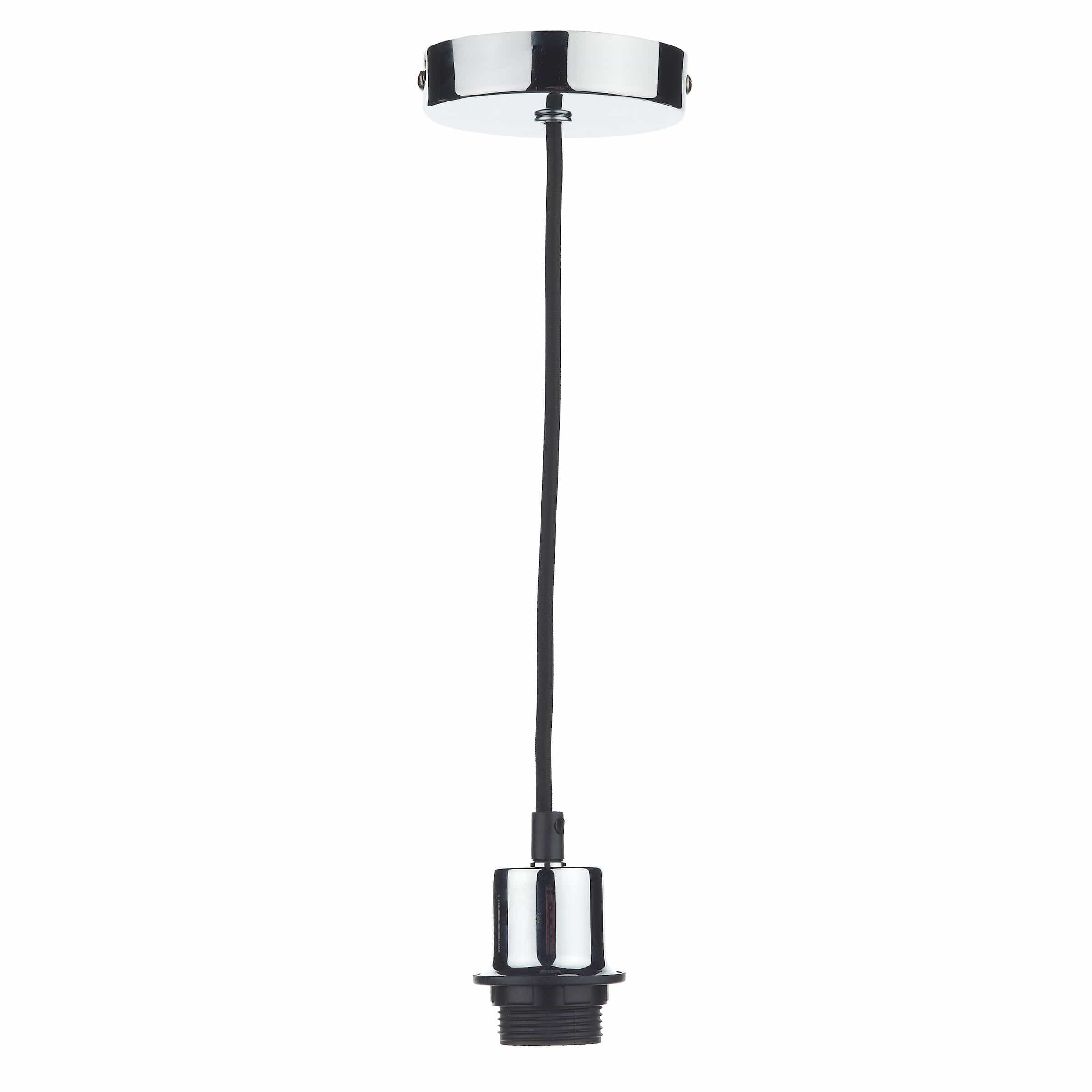 1 Light Polished Chrome E27 Suspension with Black Braided Cable