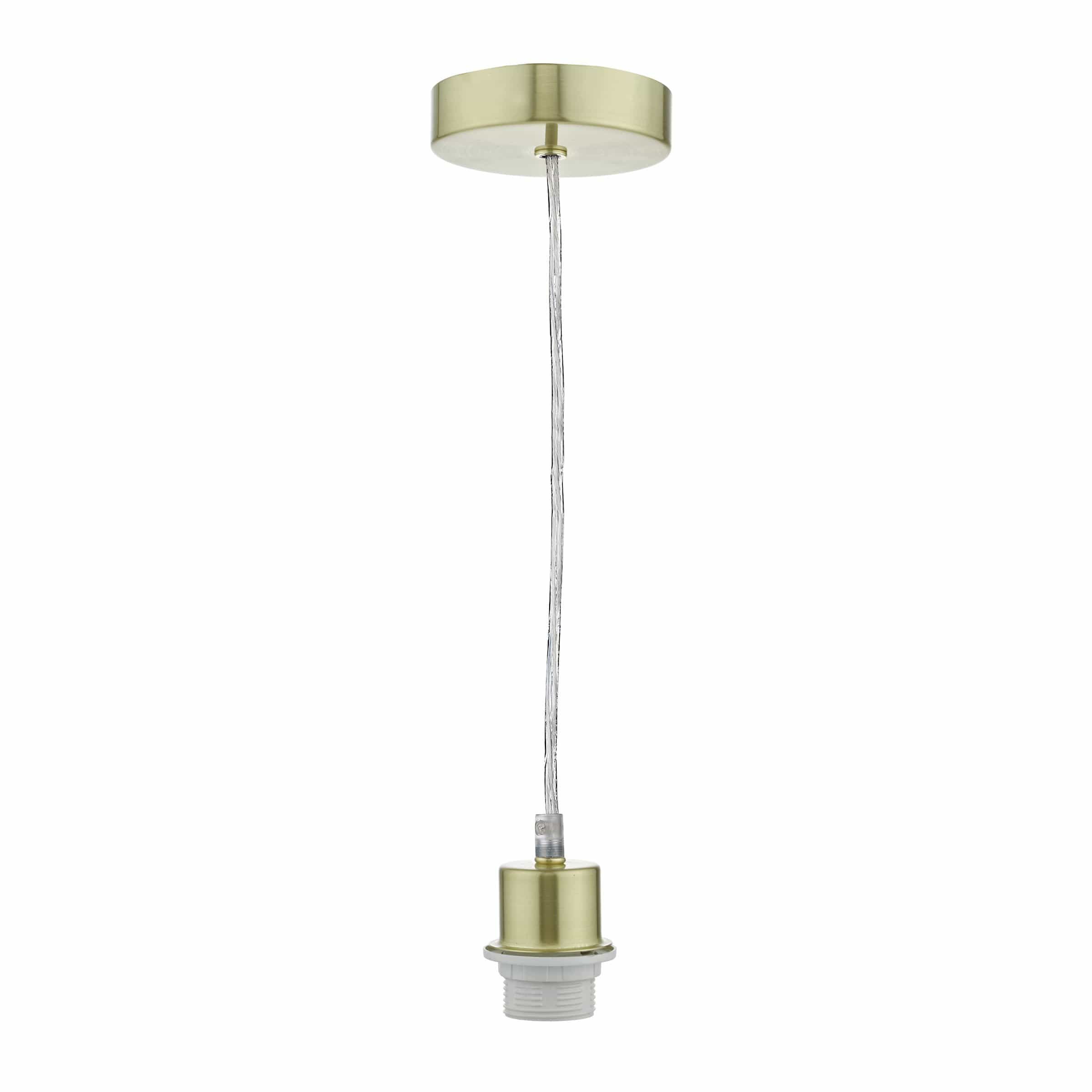 1 Light Satin Brass E27 Suspension With Clear Cable