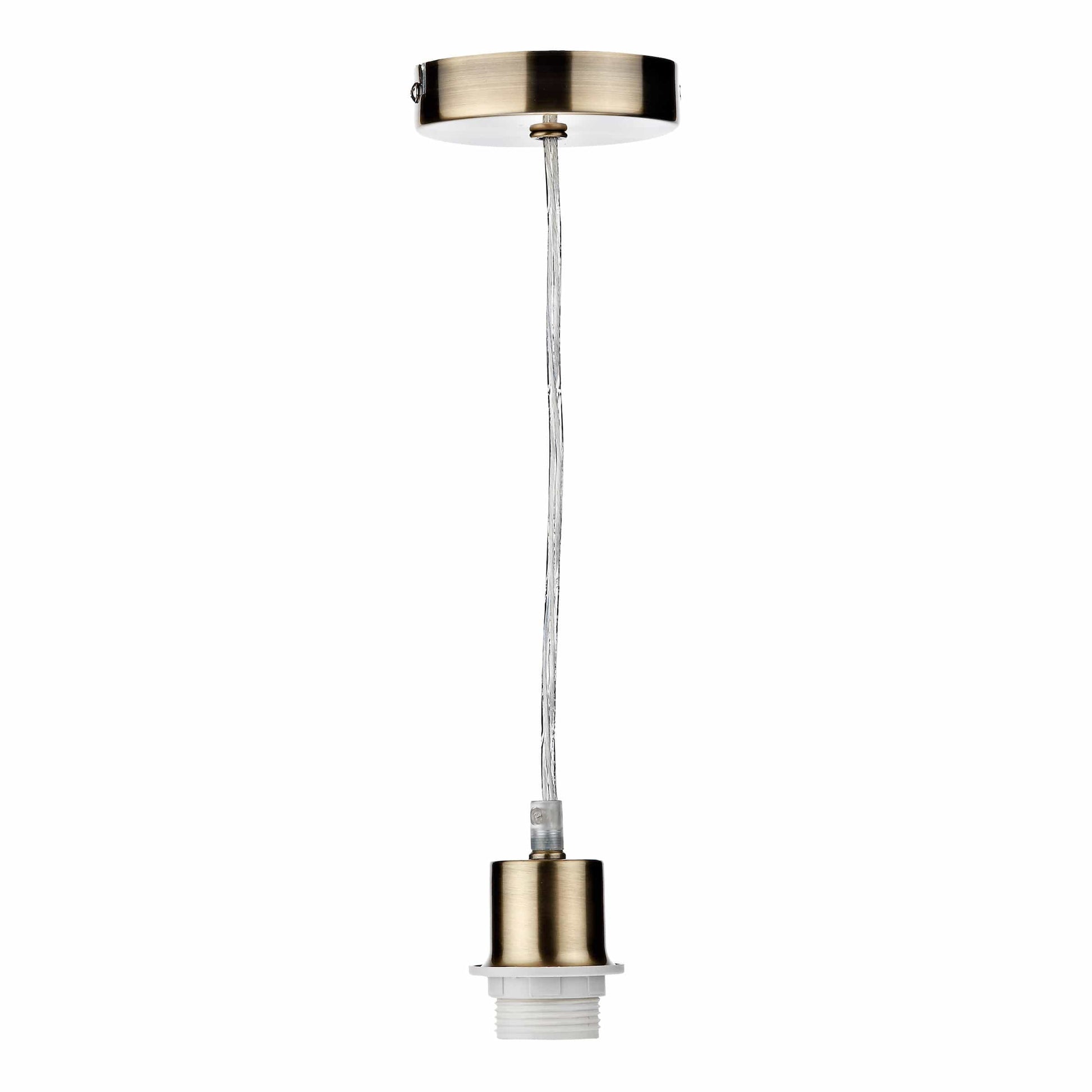 1 Light Antique Brass E27 Suspension With Clear Cable