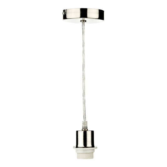 1 Light Satin Chrome E27 Suspension With Clear Cable