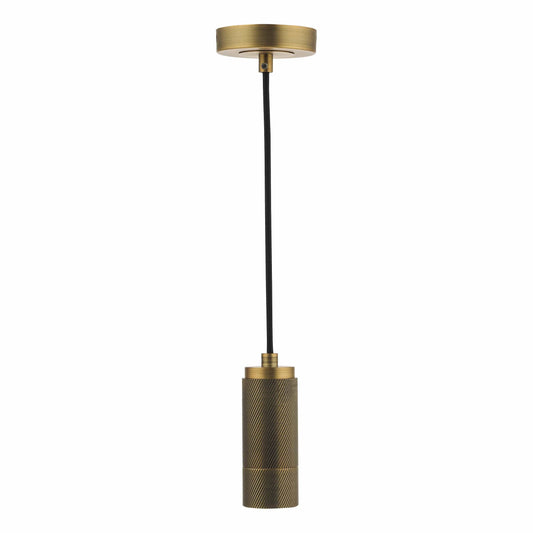 1 Light Knurled Brass E27 Suspension