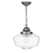 David Hunt Stowe 1 Light Pendant Satin Chrome Clear Glass