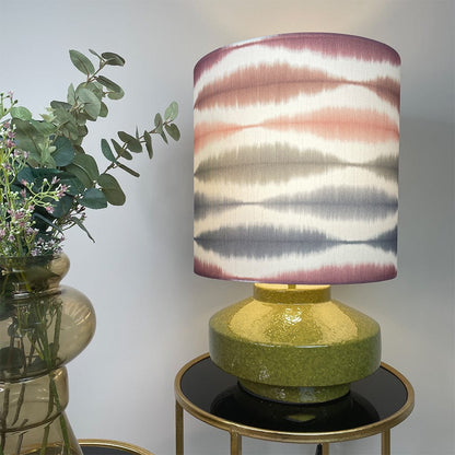 San Sebastian Ceramic Green Table Lamp with Usuko Cranberry Rose Lampshade