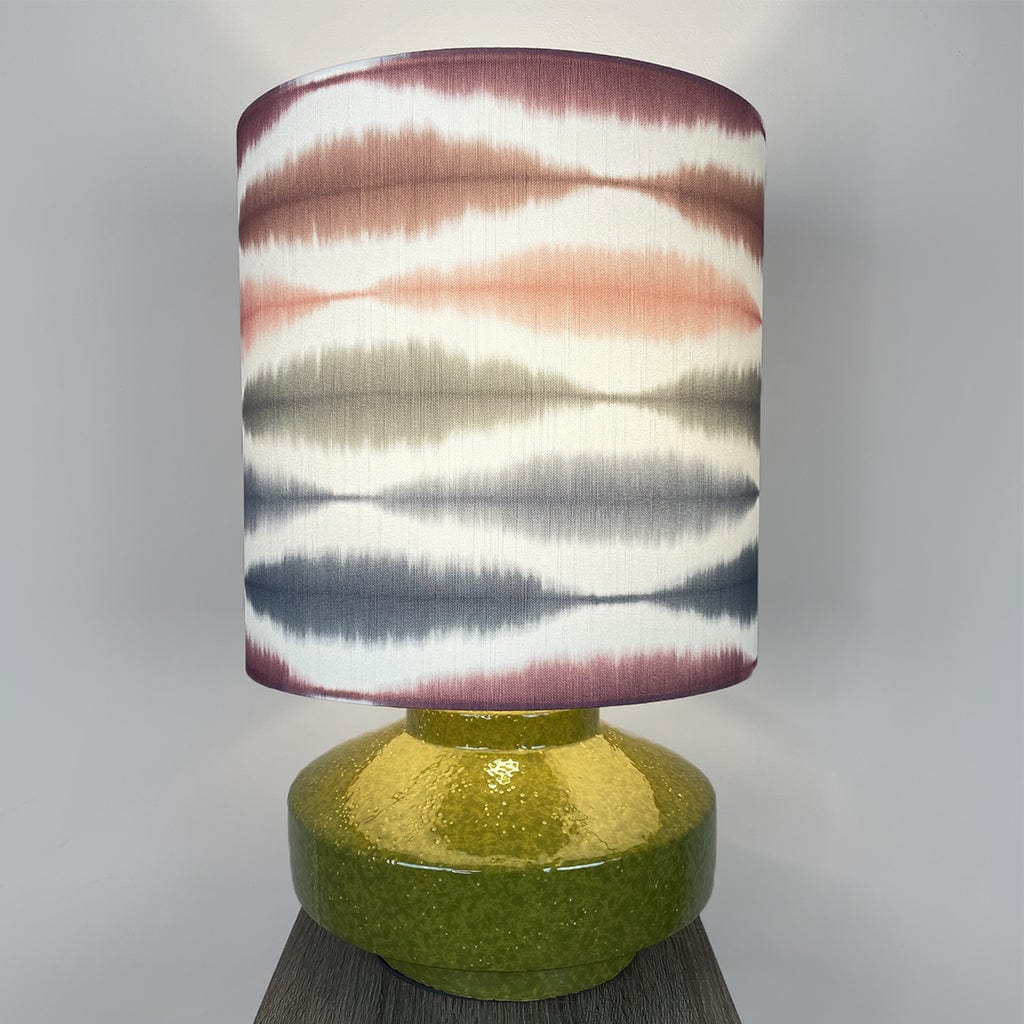Pamplona Ceramic Green Table Lamp with Usuko Cranberry Rose Lampshade