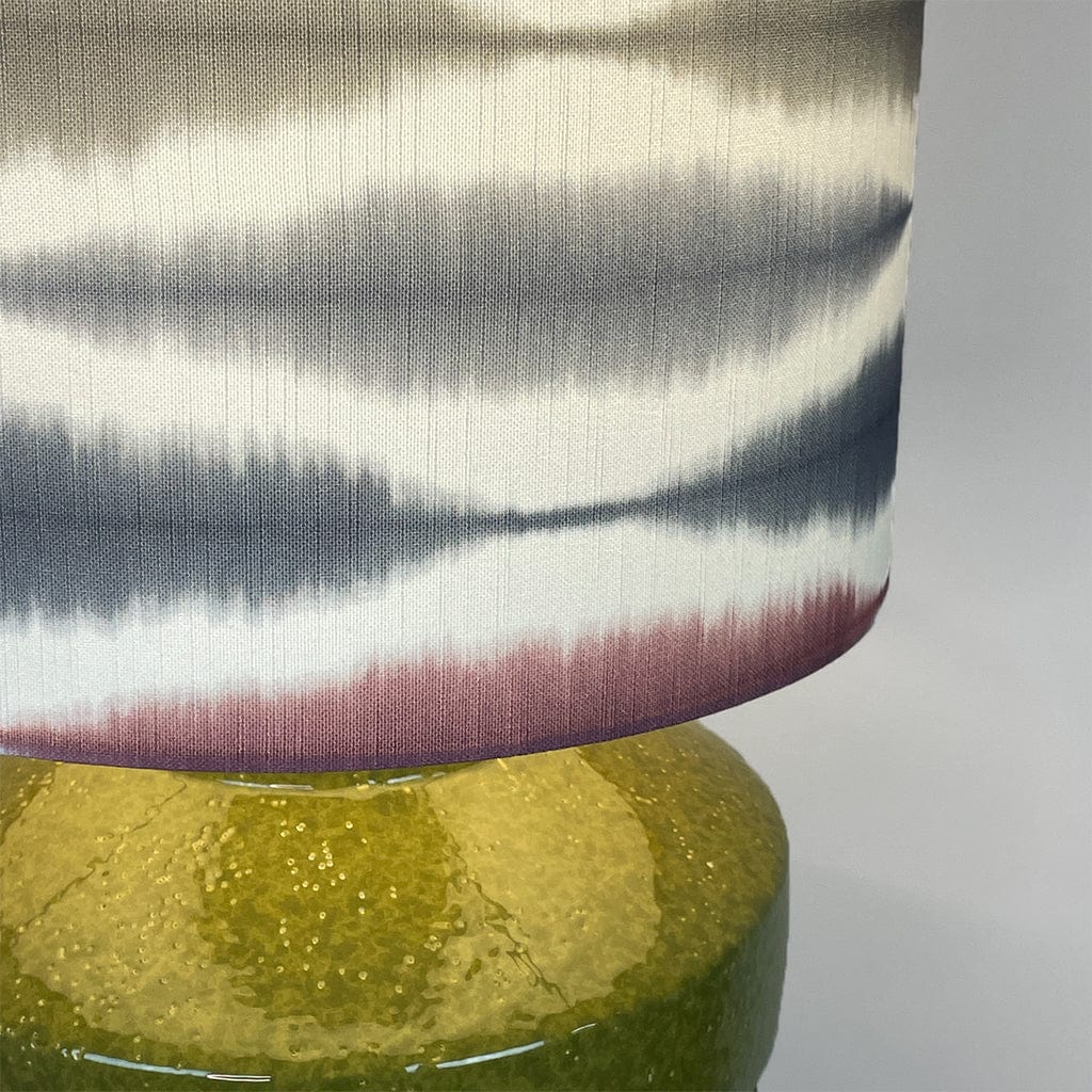 Pamplona Ceramic Green Table Lamp with Usuko Cranberry Rose Lampshade