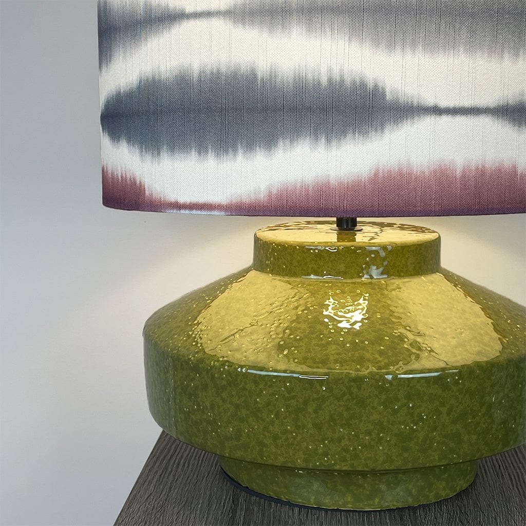 Pamplona Ceramic Green Table Lamp with Usuko Cranberry Rose Lampshade
