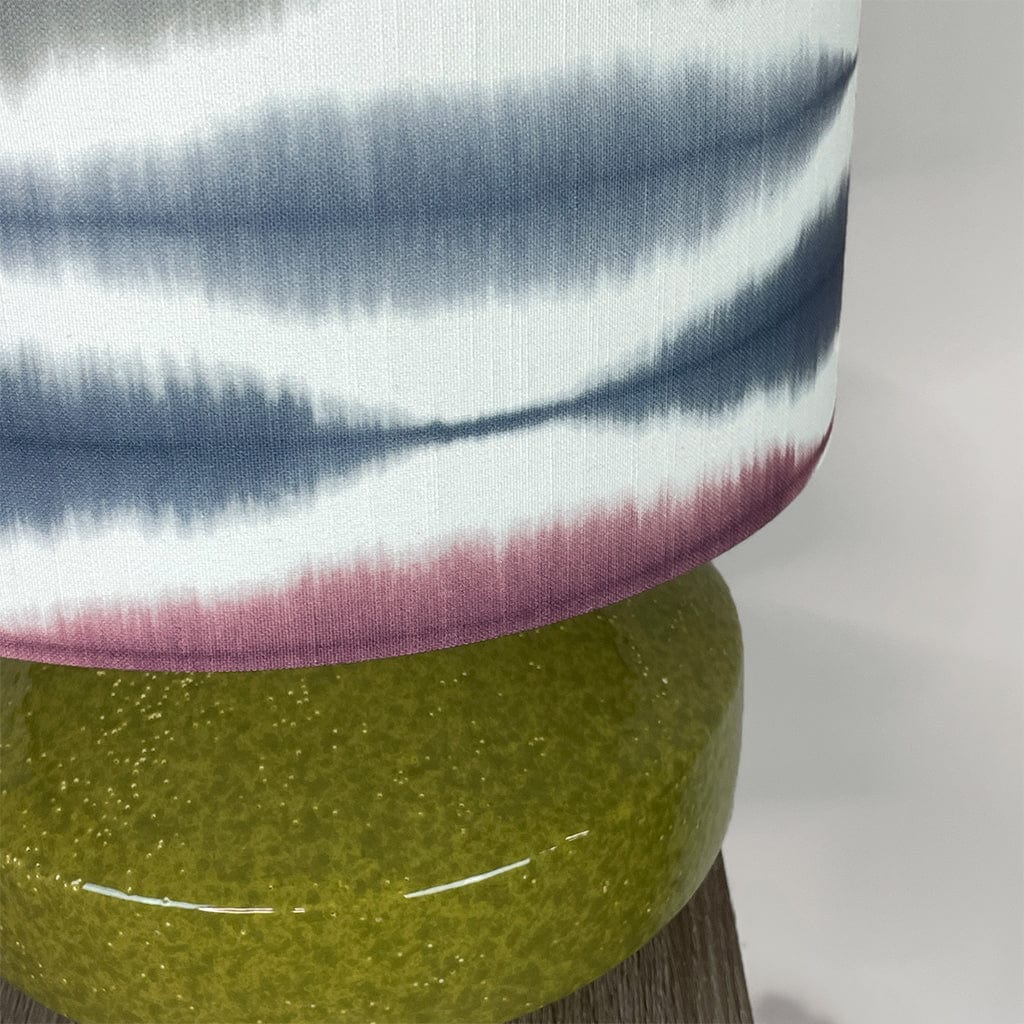 Pamplona Ceramic Green Table Lamp with Usuko Cranberry Rose Lampshade